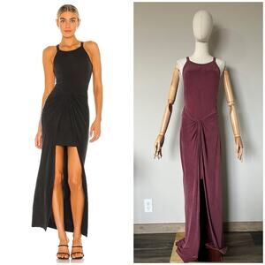 ALL SAINTS SAMI DRESS Sz 8 Burgundy Sleeveless Maxi Twist Gather Tank Cupro
